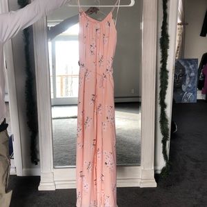 Flowy floor length floral dress.